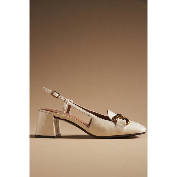 NWT Anthropologie BiBi LOU Cream Leather Dennis Pump Heels Size 41 - Picture 2 of 12